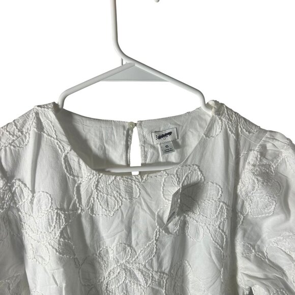 J. Crew Factory Eyelet Puff-Sleeve Mini Dress Women's Size 6 in White New W/ Tag - Picture 4 of 6